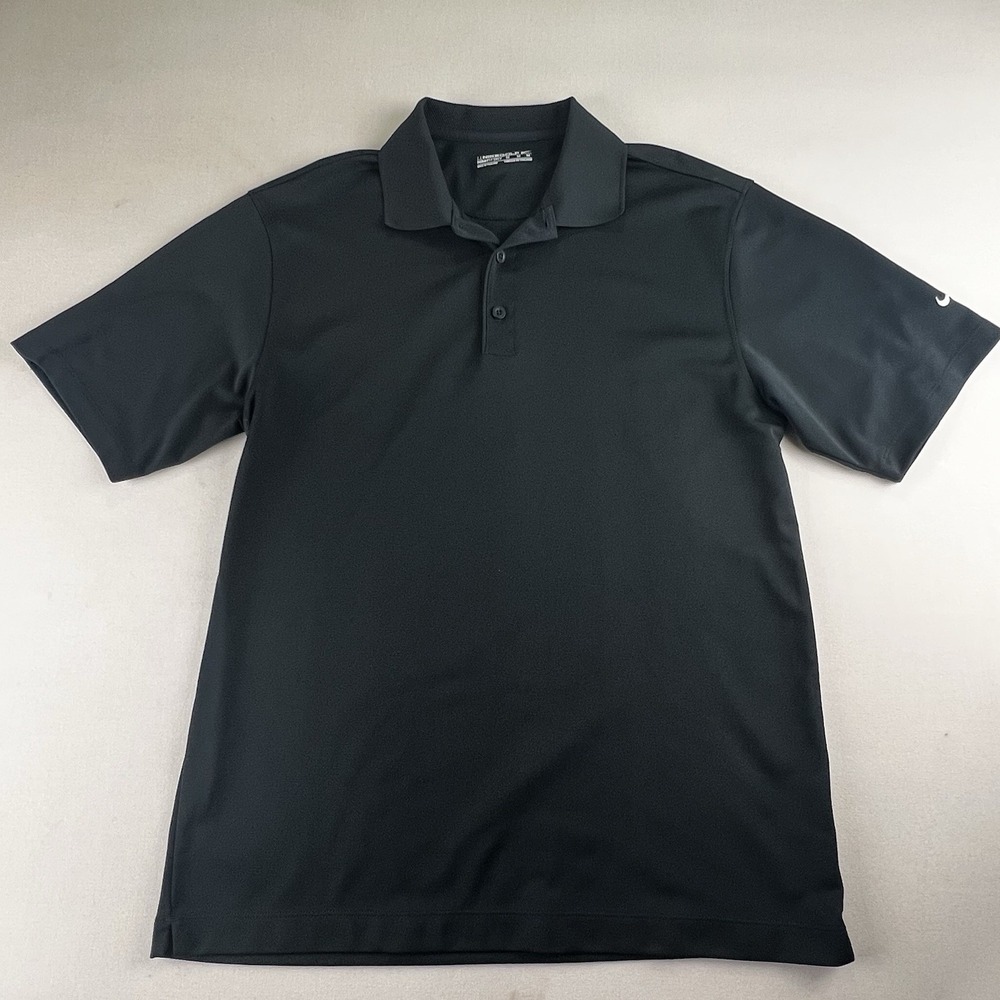 Nike Dri-FIT Men's Black Short Sleeve Polo Shirt Size Medium Nike Logo